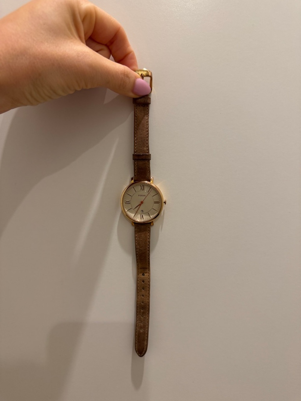 Fossil Gold-Tone Case with Brown Leather Strap Watch
